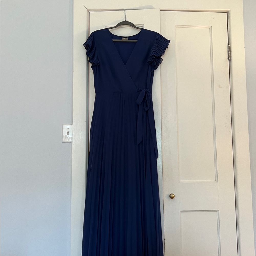 ASOS Deep Blue Full Length Dress with Flutter Sleeves!